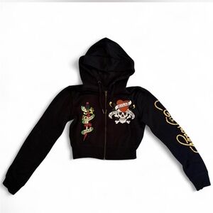Ed Hardy Cropped Black Zip up